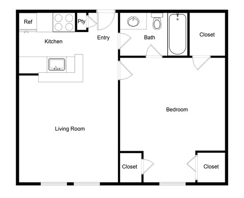 Palencia Apartments in Dallas, Texas Studio Floor Plan